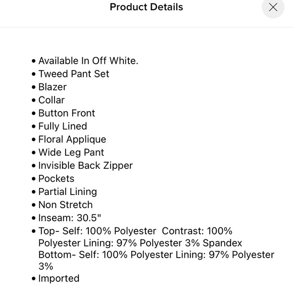 Weekend Moves Tweed off white and gold 2 piece suit - Picture 4 of 4